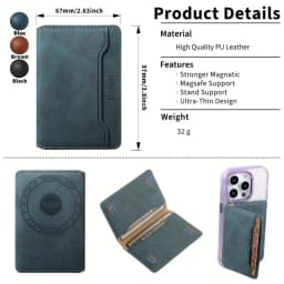 Credit Card Wallet-Magnetic Phone Case with 3 Card Slots,Faux Leather,Strong Magnet for Secure ID&Credit Card Storage,Men'S Gift