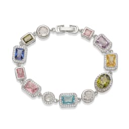 18K Gold Plated Square and Round Multicoloured Semi-Precious Stone Mosaic Design Jewellery Bracelet/Necklace Unisex Jewellery