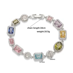 18K Gold Plated Square and Round Multicoloured Semi-Precious Stone Mosaic Design Jewellery Bracelet/Necklace Unisex Jewellery