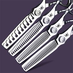 Silver 6-inch Muscle Handle Hair Scissors for Hairdressers, Cutting and Various Sizes of Thinning Scissors