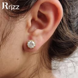 Rrjzz 6.5MM 1CT Moissanite Diamond Stud Earrings 925 Silver 14k Gold Plated Wedding Ear Studs for Women Men GRA Certificated
