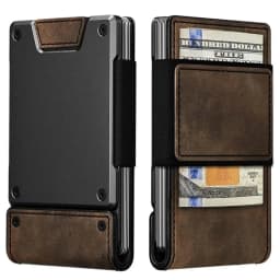 Luxury Leather Wallet Men Wallet RFID Blocking Card Holder with Opening and Closing Pull-Out Type Wallet for Men Metal Wallet