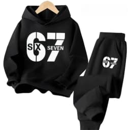 67 Chic Children's Hoodies Set 4-13Y Korean Streetwear Block Tracksuit Fashion Comfortable Kids Sweatshirt 2 Pcs Sets Pant Suit