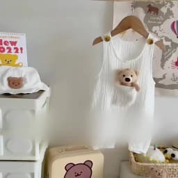 3Pcs Muslin Baby Jumpsuit Coat Hat Bear Baby Summer Clothes Set Kids Coat Romper White Toddler Outfit Suit Infant Clothing 0-3T