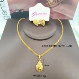 Women 18K Gold Plated Pendant Necklace and Drop Earrings Set Teardrop Star Round Flower Heart Gold Jewelry Accessories Gift