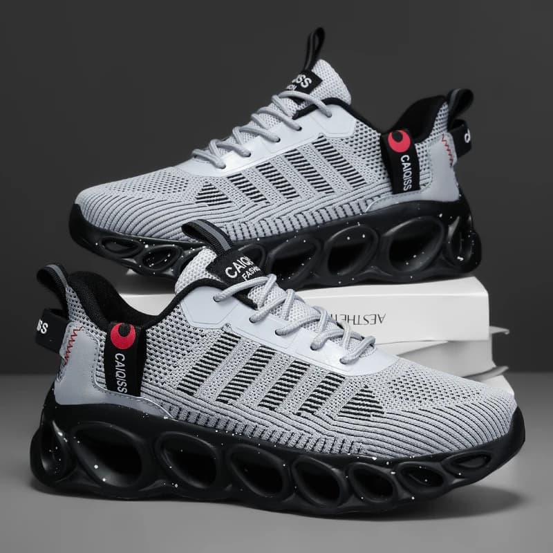 Men's Casual, Fashionable, Comfortable, Shock-Absorbing Blade-Style Shoes, Breathable Lace-Up Non-Slip Shoes, Suitable for Jogging, Daily Wear, and Gym