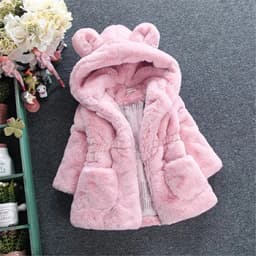 1-7 Year Baby Girls Jacket Autumn Winter Warm Faux Fur Coat For Girls Christmas Princess Outwear Fashion Plush Children Clothing
