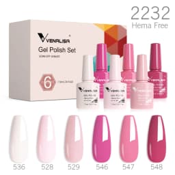 Venalisa Nail Gel Polish Kit HEMA TPO FREE Nude Pink Color Collection Self Leveling Full Coverage Nail Manicure Set 6Pcs Kit