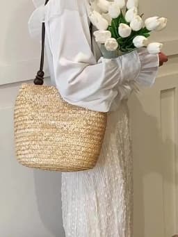 Casual Straw Woven Shoulder Bags For Women Wicker Handbags Handmade Summer Beach Bag Female Travel Large Capacity Rattan Totes