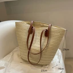 Casual Straw Woven Shoulder Bags For Women Wicker Handbags Handmade Summer Beach Bag Female Travel Large Capacity Rattan Totes