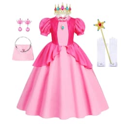 Rosalina Dress Girls Peach Costume Daisy Cosplay Children Birthday Party Carnival Fancy Outfit