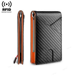 Carbon Fiber Wallet Men Rfid Slim Thin Credit Card Holder Man Wallets Minimalist Male Small Short Black Bi-fold Vallet Billfold