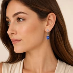 Dangle Earrings Sapphire Blue Stones Fine Jewelry For Women Summer Brand New Pure Sterling Silver 925 Classic and Elegant Gift