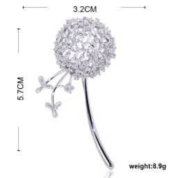 Blucome Beautiful Dandelion Shape Brooches Copper Cubic Zircon Jewelry Pins For Women Girls Clothes Scarf Hat Accessories