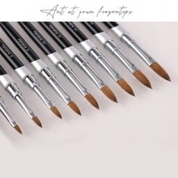 100% Pure Kolinsky Hair Nail Art Brush Round Nail Oval Brush Acrylic OEM Logo Black Color Handle Nail Supplies for Professionals