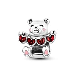 Romantic Valentine's Day Charms Pink Heart Rose Bear Charms Fit for 925 Silver Bracelet Necklace Women Anniversary‘s Gifts
