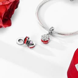 Romantic Valentine's Day Charms Pink Heart Rose Bear Charms Fit for 925 Silver Bracelet Necklace Women Anniversary‘s Gifts