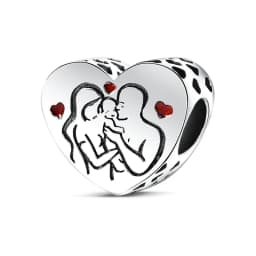 Romantic Valentine's Day Charms Pink Heart Rose Bear Charms Fit for 925 Silver Bracelet Necklace Women Anniversary‘s Gifts