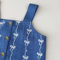 Summer Kids Clothes Korean Version Fashion 3-7Y Girls Blue Imitation Denim Bow Print Sleeveless Tops+Pants 2 Pcs Set