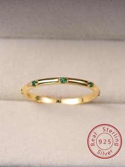 925 Sterling Silver Round Simple Plain Green Color Zircon Ring For Women Anniversary Party Creativity High Quality Fine Jewelry