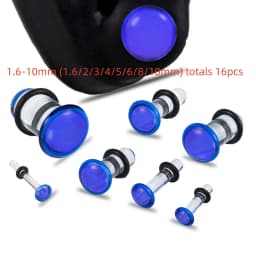10/16/18pc Glass Ear Gauges Stretching Kit Short Taper Expander Comfy Dead Stretching Plugs with Rubber Rings Crazy Body Jewelry