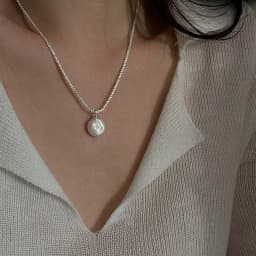 New 925 Sterling Silver Sparkling Round Pearl Necklace Simple Style Charm Pendant Choker Birthday Gift for Women Fine Jewelry