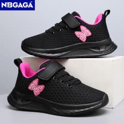 Summer Kids Casual Black Girls Mesh Breathable Shoes Fashion For 7-15y Lightweight Sport Student's Children Sports Walking Shoe