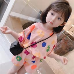 Baby Girls Flower Print Clothes Set Summer Crew Neck T-shirts and Shorts Suit Children Fashion Top Bottom 2pcs Outfits Tracksuit