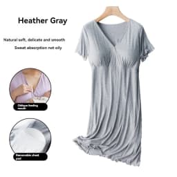 Ladies' Padded Summer Maternity Sleep Dress Thin Postpartum Breastfeeding Home Wear For Comfortable Nursing Pajamas