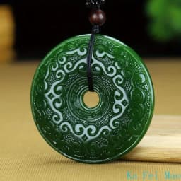Genuine Natural Jade Pendant Green Circle Hand-polished Double-sided Carving Men and Women Lovers Models Charm Jewelry Necklace