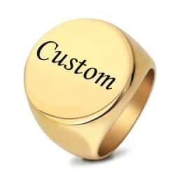 Customized Signet Ring Engrave Name Logo Photo Jewelry Stainless Steel Round Men Women For Family Wedding Personalized Gifts