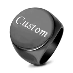 Customized Signet Ring Engrave Name Logo Photo Jewelry Stainless Steel Round Men Women For Family Wedding Personalized Gifts