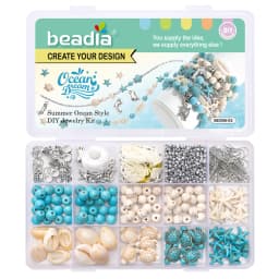 715Pcs Ocean Inspired Jewelry Making Set, Combining Turquoise And Starfish Charm Jewelry, Including Alloy Marine Life Bead Penda