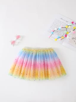 Princess Infant Baby Girls Multi-layer Skirt Short Yarn Tutu Fluffy Skirt Elastic Waist Rainbow Assorted Color A-line Skirts