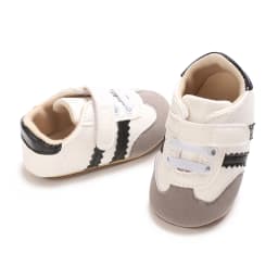 Infant Toddler Casual Sneakers - Fashion Minimalist Stripe Pattern, Non-Slip Rubber Sole Soft Fabric Insole Low Top PU Upper Dai