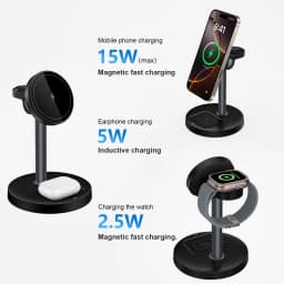 15W Fast Wireless Charger Stand 3-in-1 Magnetic Wireless Charger For iPhone 12-16 Series iWatch And AirPods Adjustable Angle