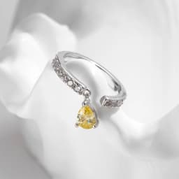 MODIAN 925 Sterling Silver Exquisite Water Drop Cubic Zirconia Adjustable Swing Charm Stackable Pinky Rings For Women Jewelry