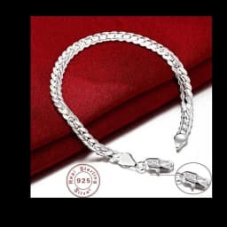 925 Sterling Silver Bracelet 6mm 18cm Flat Side Chain Lobster Clasp For Woman Man Wedding Engagement Jewelry Silver Bracelet