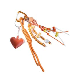 Orange Heart Bow Braided Rope Keychain Charm Pendant Keyring Simple All-matching Bag Decoration Jewelry Accessories