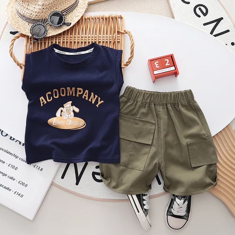 0-5-Year-Old Boys' Set Summer Children's Sleeveless Top Casual Shorts Two-Piece Set Men's Baby Fashion Clothes