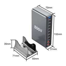 800W GaN Charger 10-Port USB C PD3.1 Fast Charging Station for iPhone 16/15 Samsung MacBook