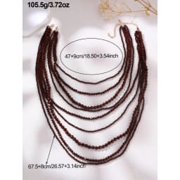 2pcs Boho Layered Long Necklace Set, Acrylic Beads for Autumn/Winter Style & Sweater Pairing