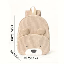 Cross-border explosion cute bear backpack corduroy primary school bag fashion casual backpack cartoon plush bag
