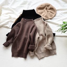 2026 Autumn Winter Comfort Kids Turtleneck Pullover Sweaters Solid Boys Girls Matching Knit Tops Toddler Warm Knitwear Sweaters