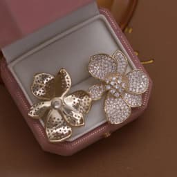 French new design fashion jewelry 14K gold plated luxury zircon exaggerated flower earrings elegant women's party accessories