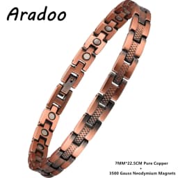 ARADOO Pure Copper Magnetic Bracelet Necklace for Men Women Copper Wristband with 3500 Gauss Magnets Jewelry Gifts