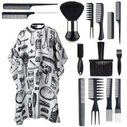 WANMEI Salon Barber Cloak Set Barber Stylist Cloak with Adjustable Buckle Neck Dust Removal Brush and Comb Barber Shop Tool