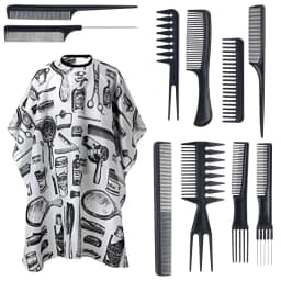 WANMEI Salon Barber Cloak Set Barber Stylist Cloak with Adjustable Buckle Neck Dust Removal Brush and Comb Barber Shop Tool