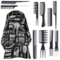 WANMEI Salon Barber Cloak Set Barber Stylist Cloak with Adjustable Buckle Neck Dust Removal Brush and Comb Barber Shop Tool