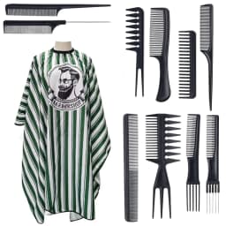 WANMEI Salon Barber Cloak Set Barber Stylist Cloak with Adjustable Buckle Neck Dust Removal Brush and Comb Barber Shop Tool